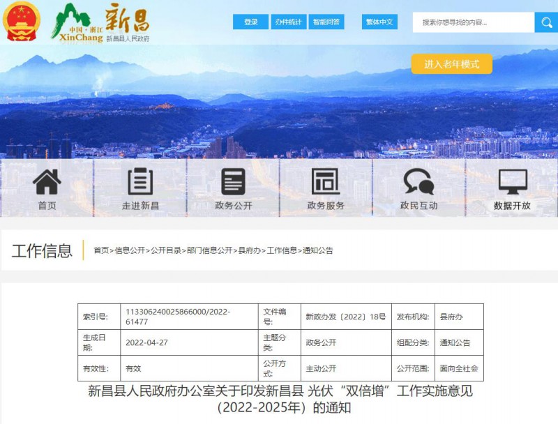 浙江新昌：大力推進(jìn)工商業(yè)建筑屋頂光伏，全縣現(xiàn)有黨政機(jī)關(guān)、事業(yè)單位等公共建筑屋頂實現(xiàn)100%安裝
