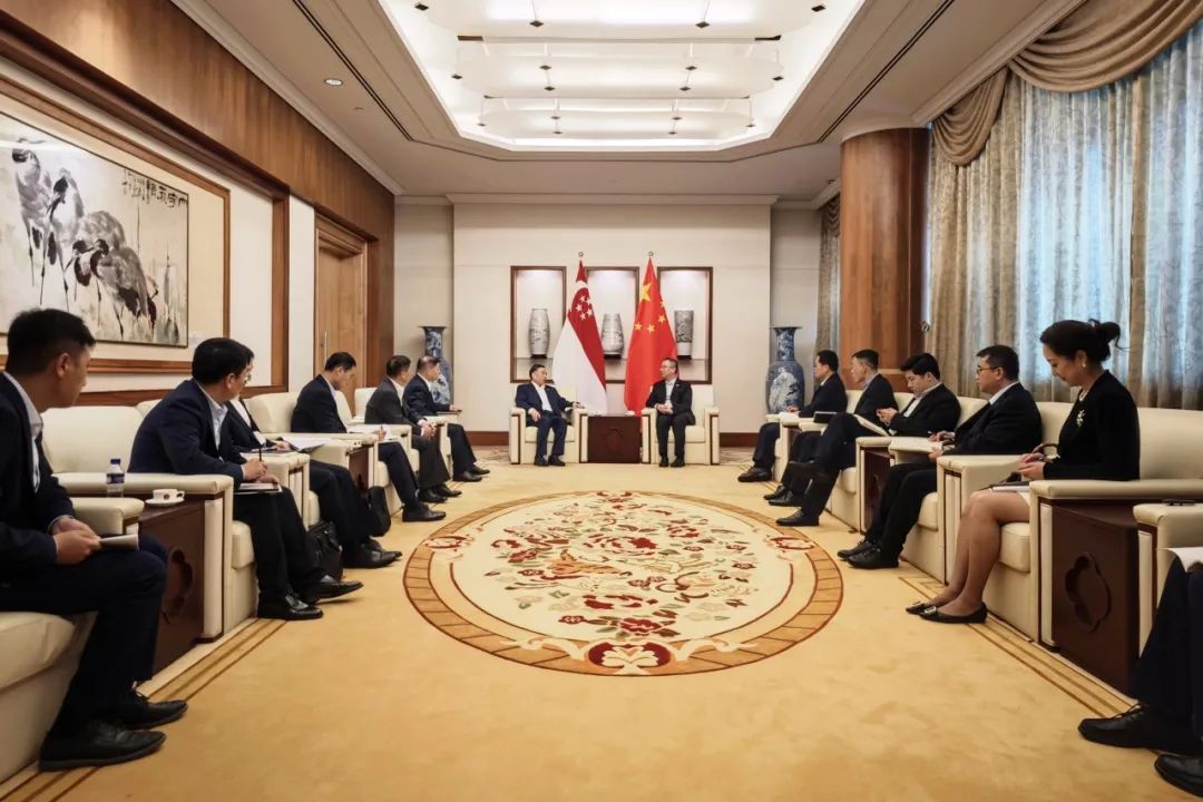 中國能建黨委書記、董事長宋海良與中國駐新加坡大使館臨時代辦朱憬會談