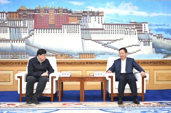西藏自治區(qū)黨委書記王君正與國家電網(wǎng)公司董事長、黨組書記張智剛座談