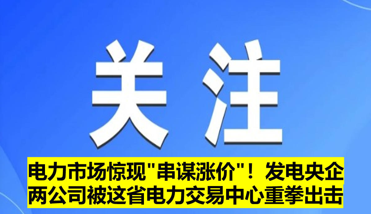 電力市場(chǎng)驚現(xiàn)"串謀漲價(jià)"！發(fā)電央企兩公司被這省電力交易中心重拳出擊?